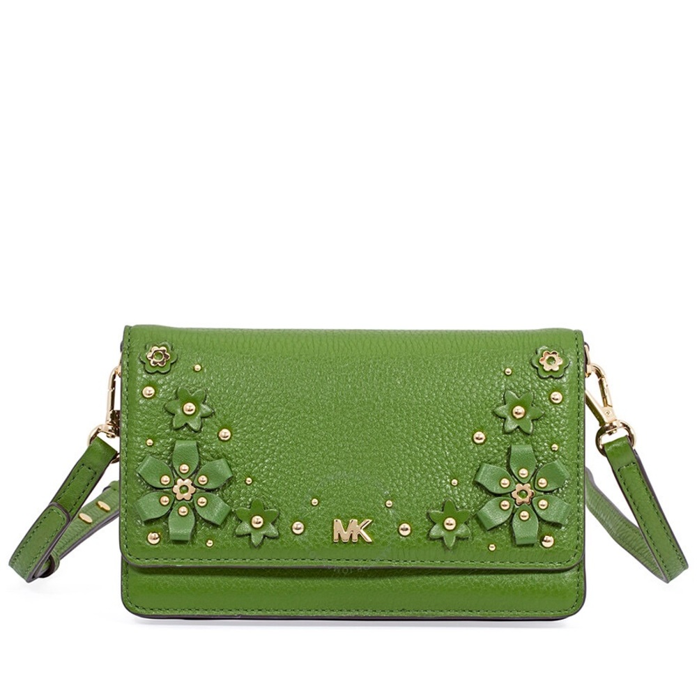 Michael Kors Floral Embellished Convertible Crossbody- True Green